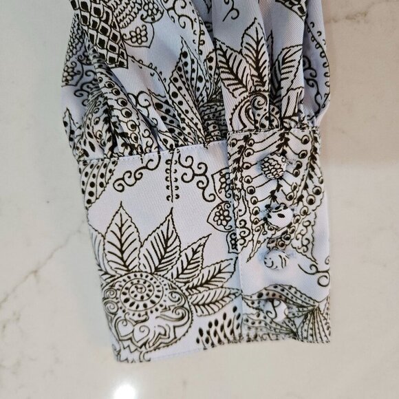 Cinq A Sept Charley Long Sleeve Botanical Dress Ruffle Detail Size 10 Blue - Picture 8 of 14